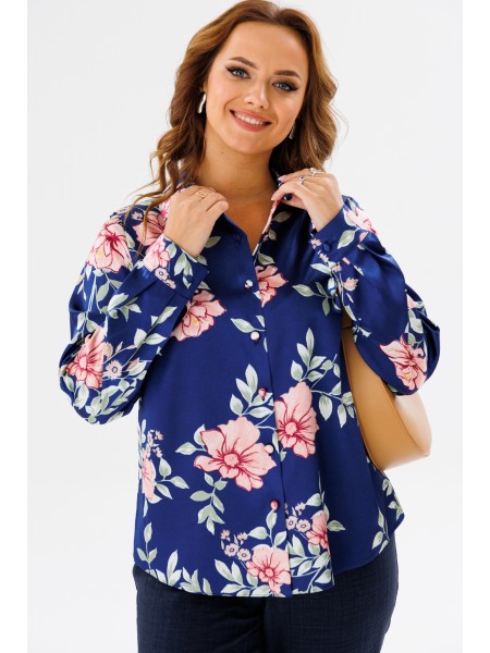 1134.1 синий (принт цветы)