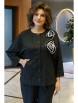Брючный костюм артикул: 2414 черная полоска, бежевая вышивка от AlaniCollection - вид 3