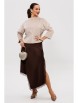 Юбочный костюм артикул: М-302 беж+шоколад от Мублиз - вид 9