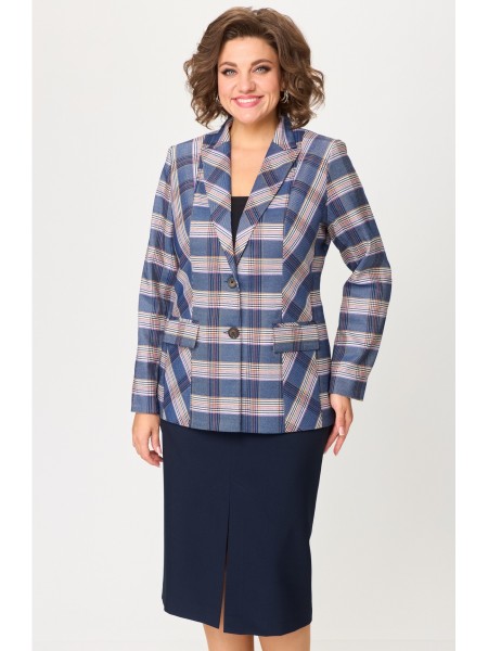 412+597 бело-синяя клетка+синий однотон