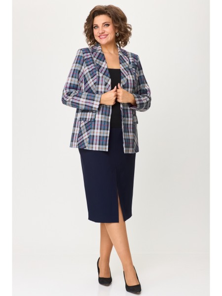 412+597 синяя клетка+синий однотон