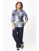 Брючный костюм артикул: 877+601 синий принт+синий от БелЭльСтиль - вид 7