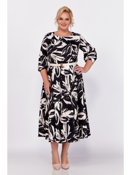 778 черный в бежевые цветы