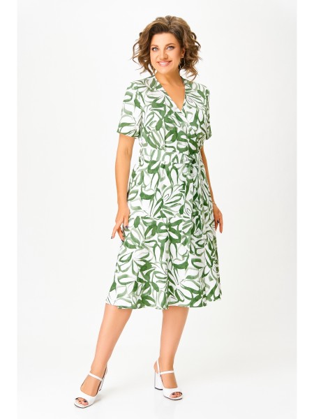 838.1 молочный в зелёно-травяной принт