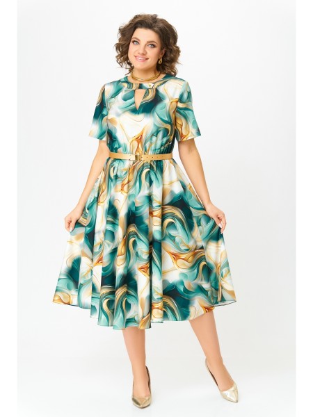 833 бирюзово-золотой принт