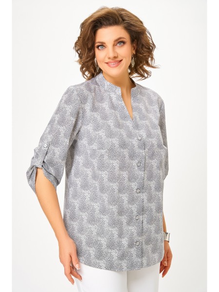 864 чёрно-серые цветочки на молочном