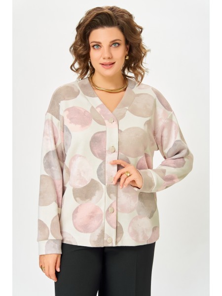 889.1 молочный, принт круги в тёмно-бежевых оттенках