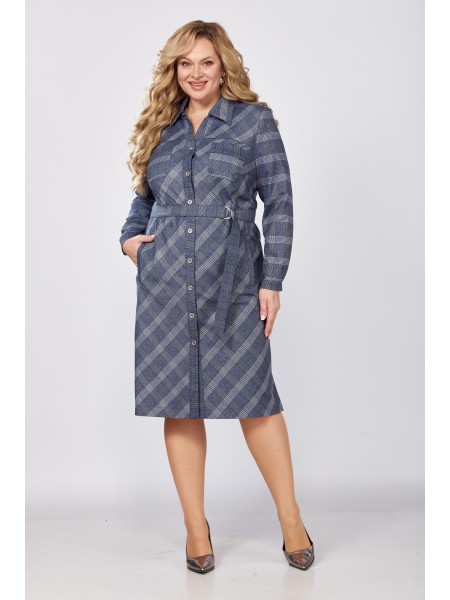 М-387 клетка на джинсовом фоне